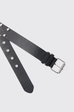 boohooMAN Star Studded Silver Buckle Belt | UK| Belts