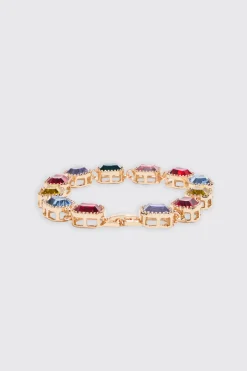 boohooMAN Stone Detail Iced Bracelet In | UK| Jewellery & Watches