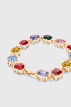 boohooMAN Stone Detail Iced Bracelet In | UK| Jewellery & Watches