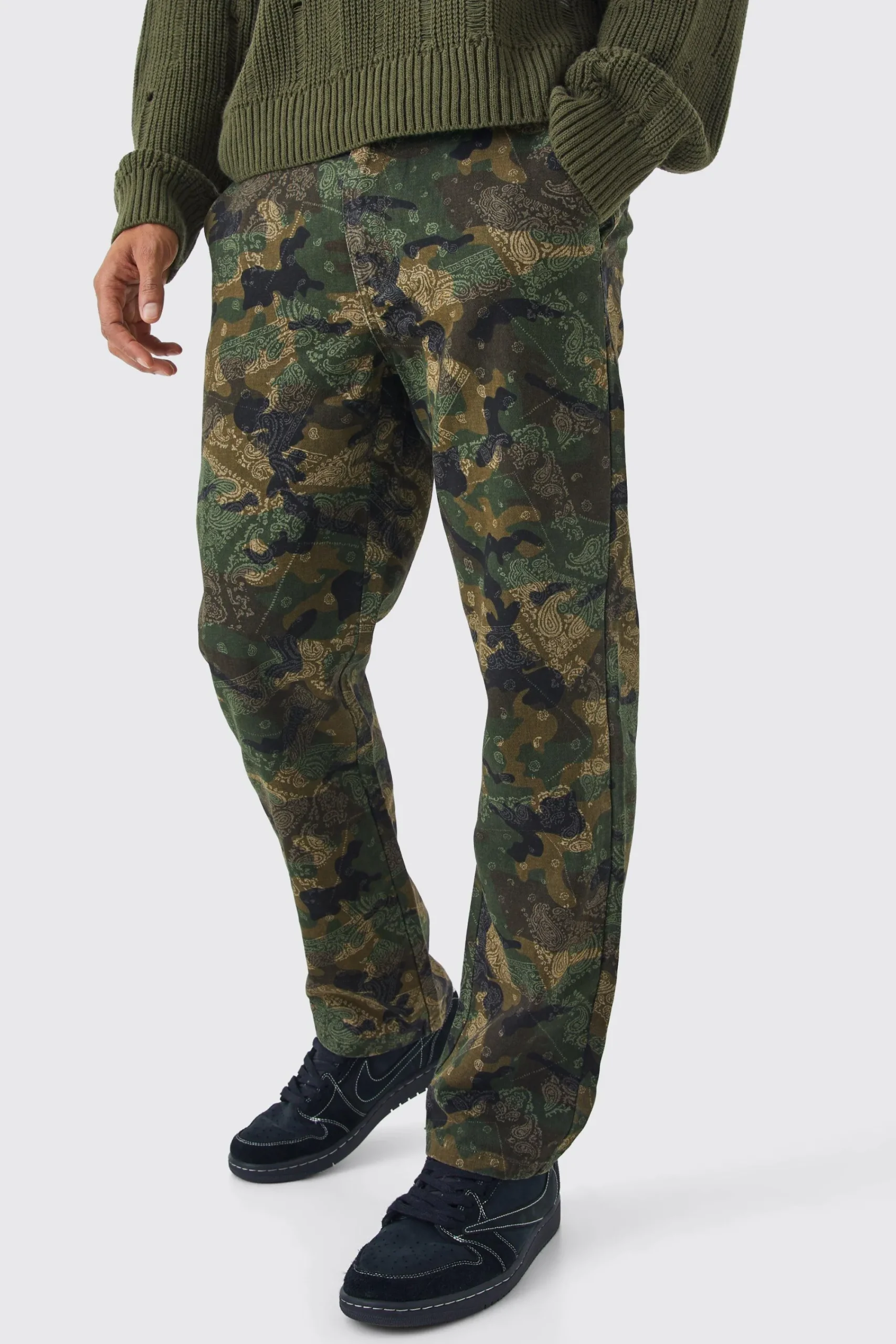boohooMAN Straight Camo Bandana Cargo Trouser | UK| Trousers