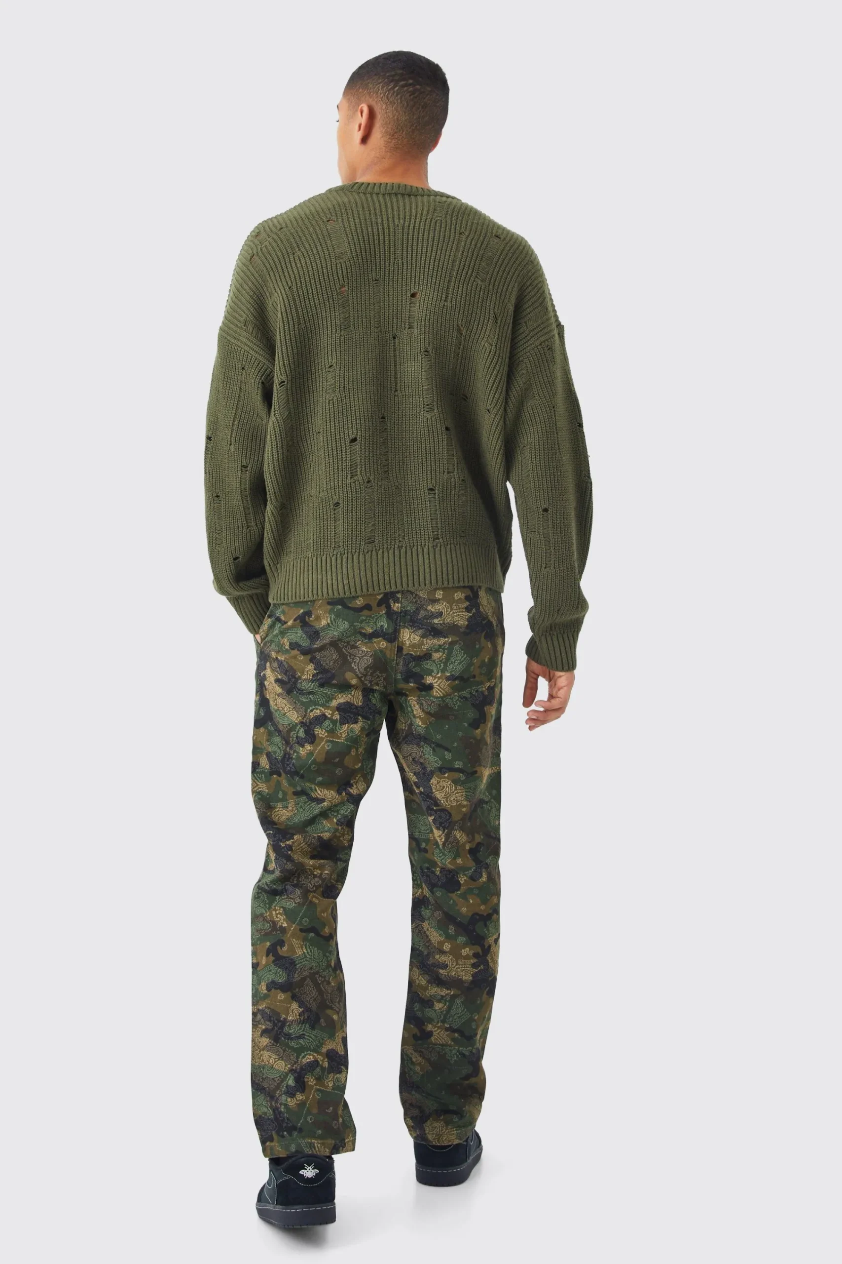 boohooMAN Straight Camo Bandana Cargo Trouser | UK| Trousers