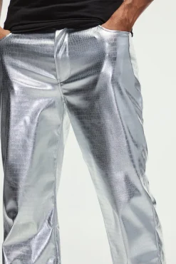 boohooMAN Straight Faux Snake Skin Pu Trousers | UK| Trousers