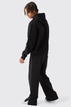 boohooMAN Straight Fit Heavyweight Embroidered Piping Split Hem Jogger | UK| Joggers