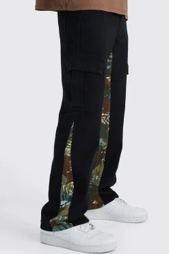 boohooMAN Straight Leg Camo Gusset Cargo Trouser | UK| Trousers