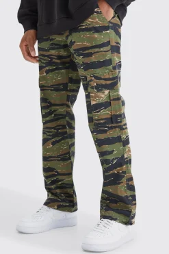 boohooMAN Straight Leg Camo Trouser | UK| Trousers