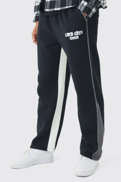 boohooMAN Straight Leg Contrast Stitch Gusset Jogger | UK| Trousers|Joggers
