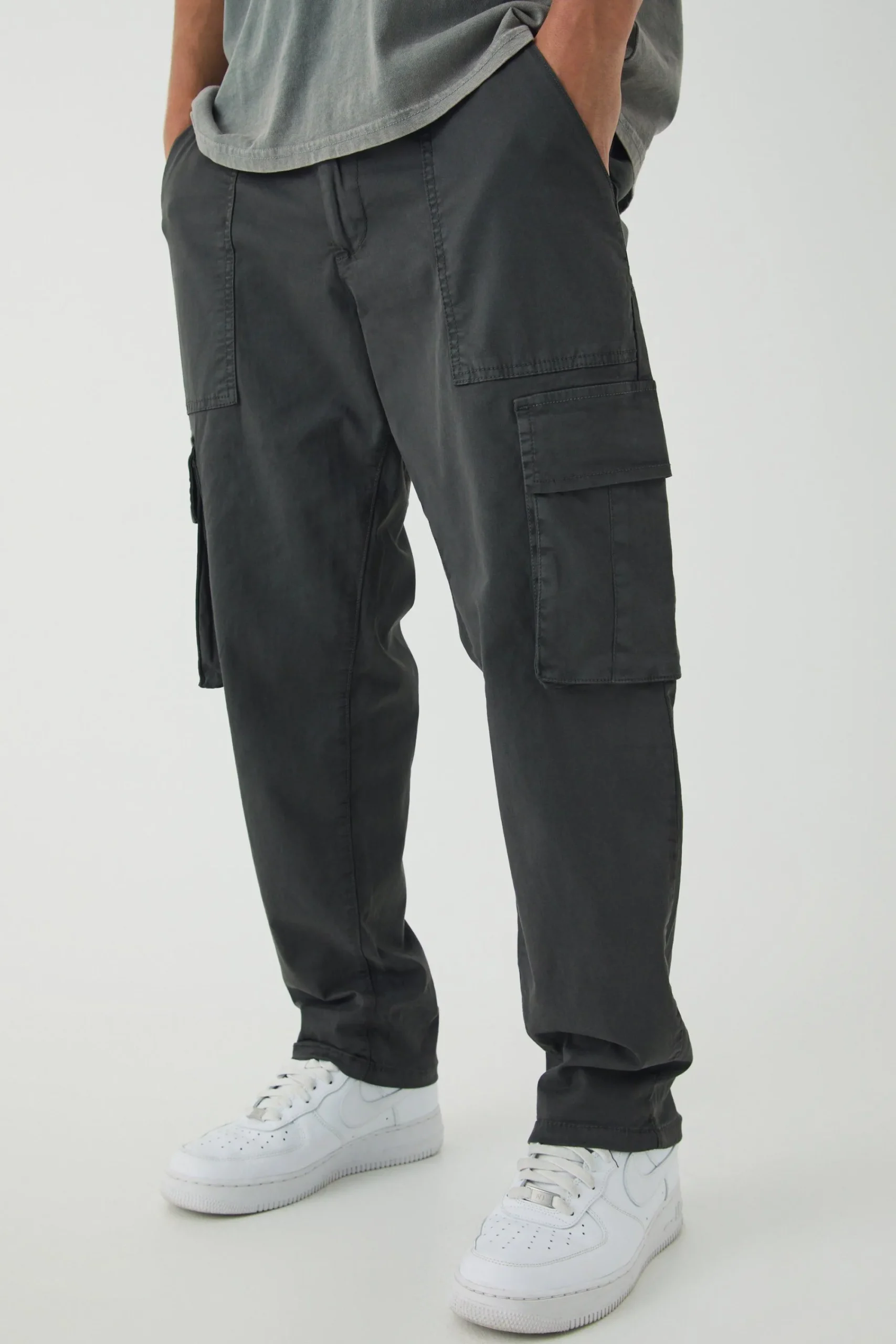 boohooMAN Straight Leg Cotton Cargo Chino Trousers | UK| Trousers