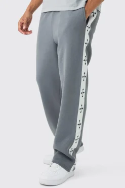 boohooMAN Straight Leg Cross Side Tape Jogger | UK| Trousers|Joggers