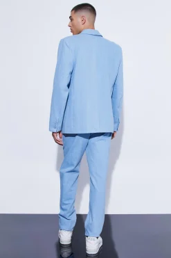 boohooMAN Straight Leg Denim Suit Trousers | UK| Suits & Tailoring