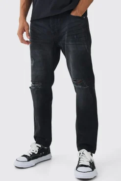 boohooMAN Straight Leg Distressed Ripped Knee Jeans | UK| Trousers|Jeans