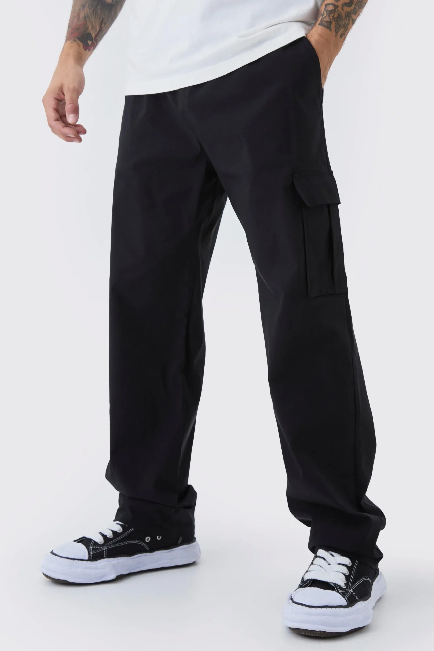 boohooMAN Straight Leg Elasticated Waist Bengaline Cargo Trouser | UK| Trousers|Cargos