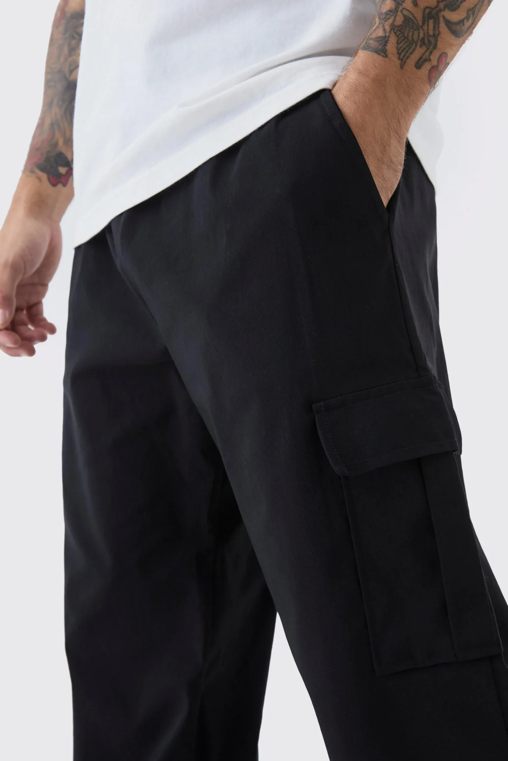 boohooMAN Straight Leg Elasticated Waist Bengaline Cargo Trouser | UK| Trousers|Cargos