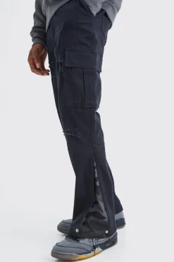 boohooMAN Straight Leg Flare Camo Rip And Repair Trouser | UK| Trousers