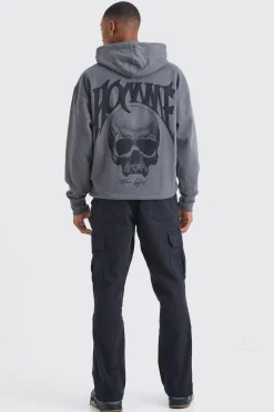 boohooMAN Straight Leg Flare Camo Rip And Repair Trouser | UK| Trousers