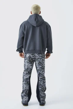 boohooMAN Straight Leg Flare Colour Block Camo Trouser | UK| Trousers