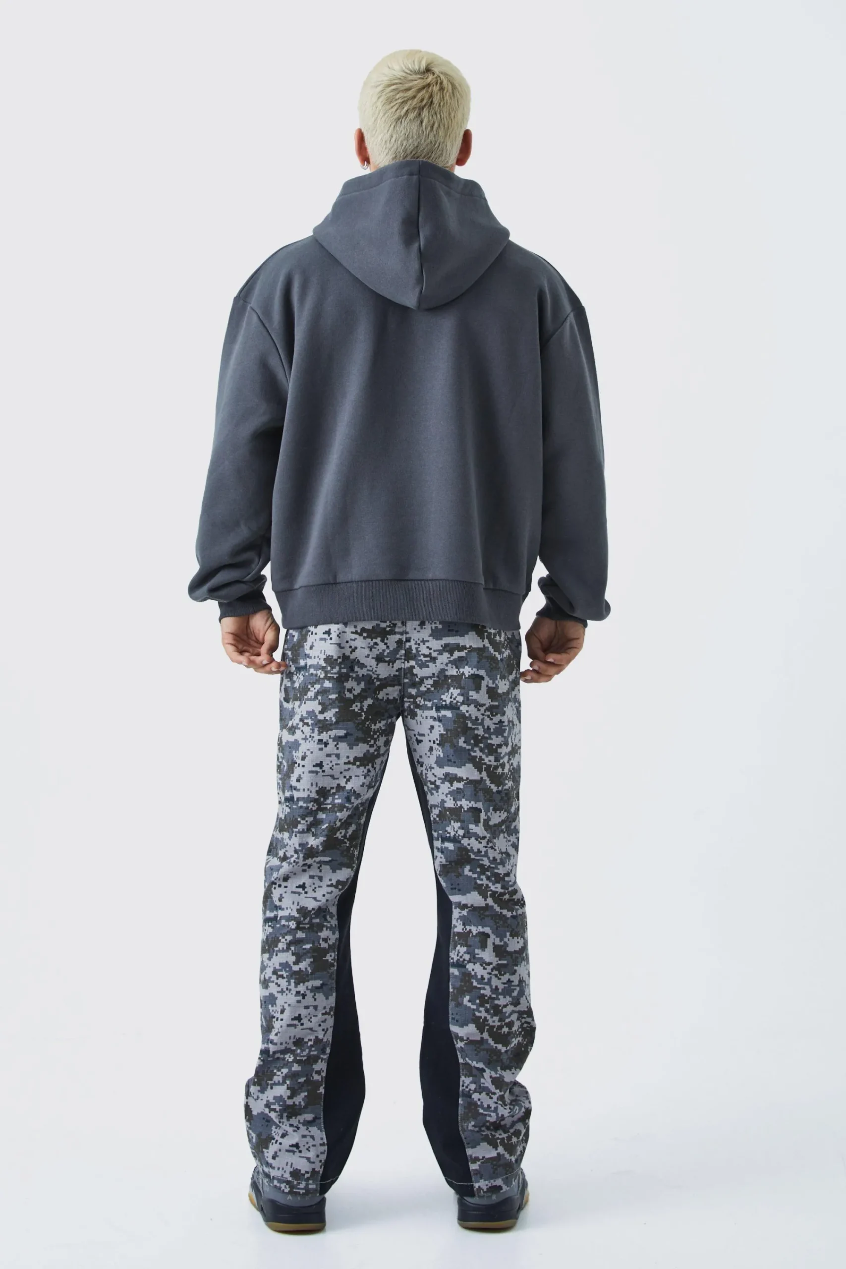 boohooMAN Straight Leg Flare Colour Block Camo Trouser | UK| Trousers