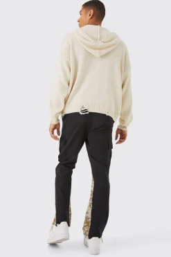 boohooMAN Straight Leg Flared Camo Gusset Cargo Trouser | UK| Trousers