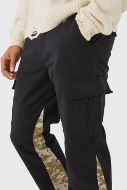 boohooMAN Straight Leg Flared Camo Gusset Cargo Trouser | UK| Trousers