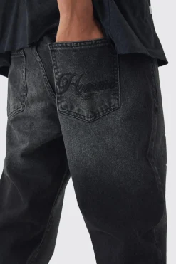 boohooMAN Straight Leg Paint Splatter Jeans With Tonal Embroidery | UK| Sets & Co-Ords|Jeans