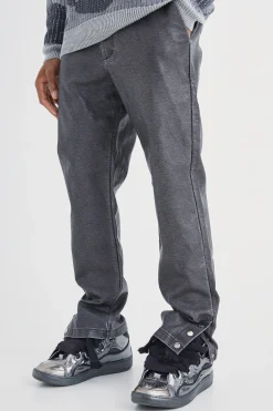 boohooMAN Straight Leg Popper Hem Pu Trouser | UK| Trousers