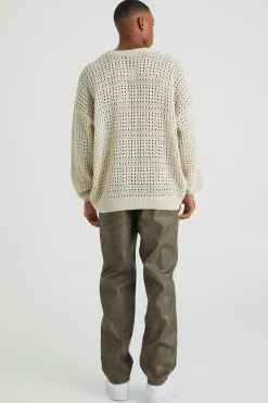 boohooMAN Straight Leg Popper Hem Pu Trouser | UK| Trousers