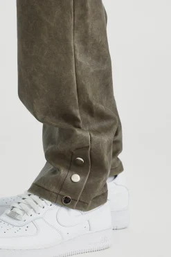 boohooMAN Straight Leg Popper Hem Pu Trouser | UK| Trousers