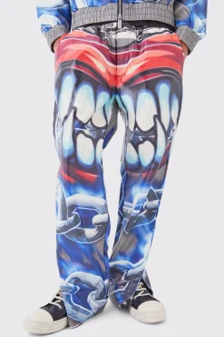 boohooMAN Straight Leg Printed Pu Trousers | UK| Trousers
