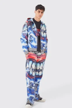 boohooMAN Straight Leg Printed Pu Trousers | UK| Trousers