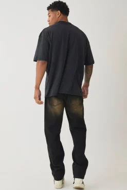 boohooMAN Straight Leg Rigid Ripped Knee Tinted Jeans | UK| Trousers|Jeans