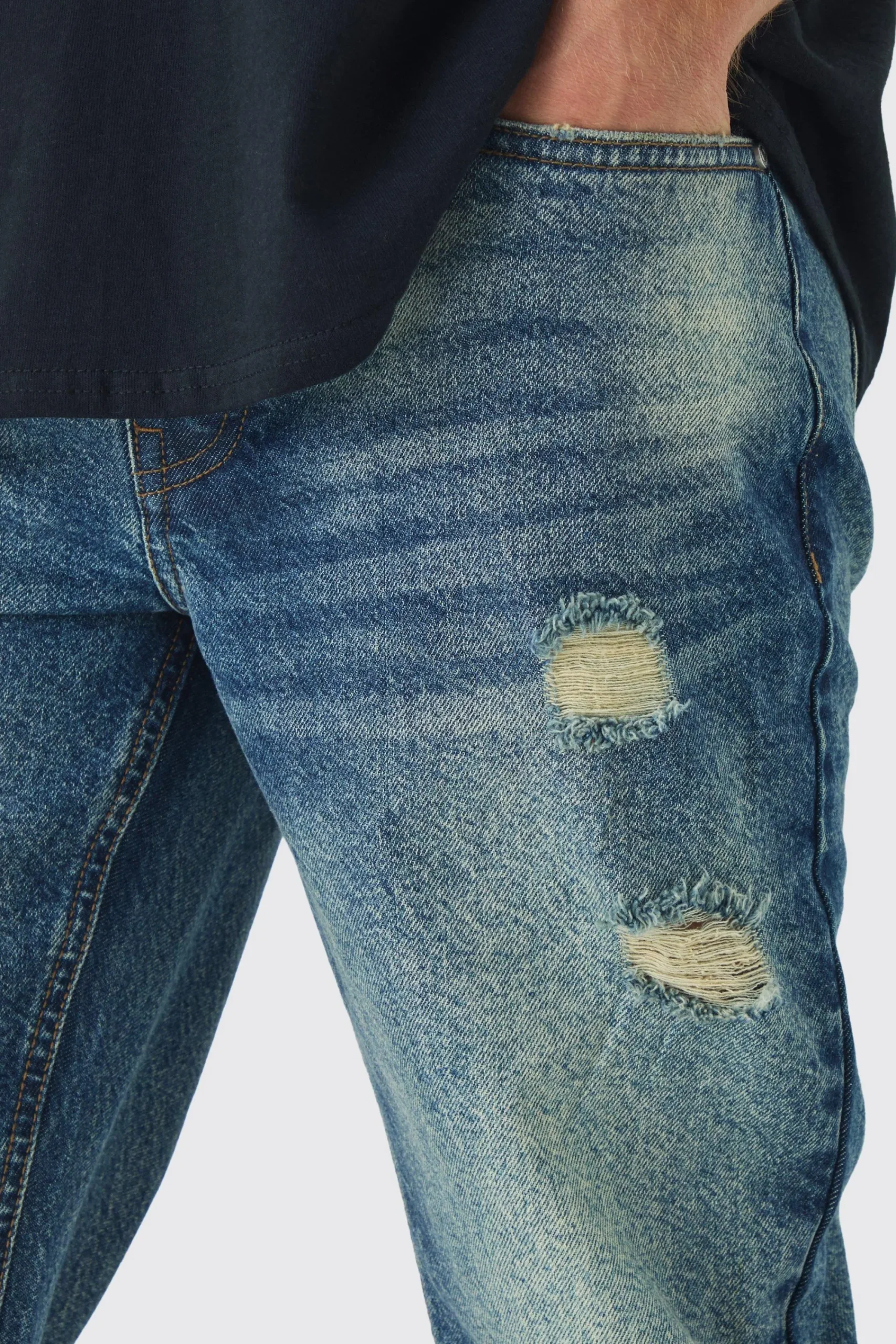 boohooMAN Straight Leg Rigid Subtle Ripped Jeans | UK| Trousers|Jeans