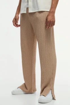 boohooMAN Straight Leg Split Hem Premium Jacquard Joggers | UK| Trousers|Joggers