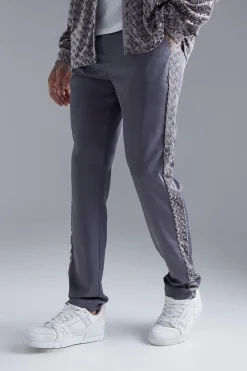 boohooMAN Straight Leg Velour Panel Trousers | UK| Suits & Tailoring