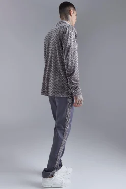 boohooMAN Straight Leg Velour Panel Trousers | UK| Suits & Tailoring