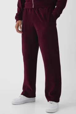boohooMAN Straight Leg Velour Pleated Jogger | UK| Trousers|Joggers