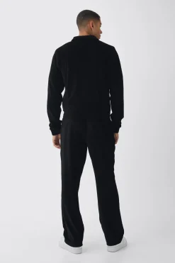 boohooMAN Straight Leg Velour Pleated Jogger | UK| Trousers|Joggers