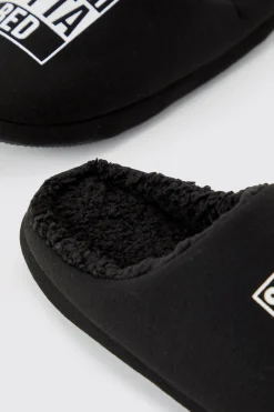 boohooMAN Straight Outta Bed Print Slippers | UK| Sliders & Slippers