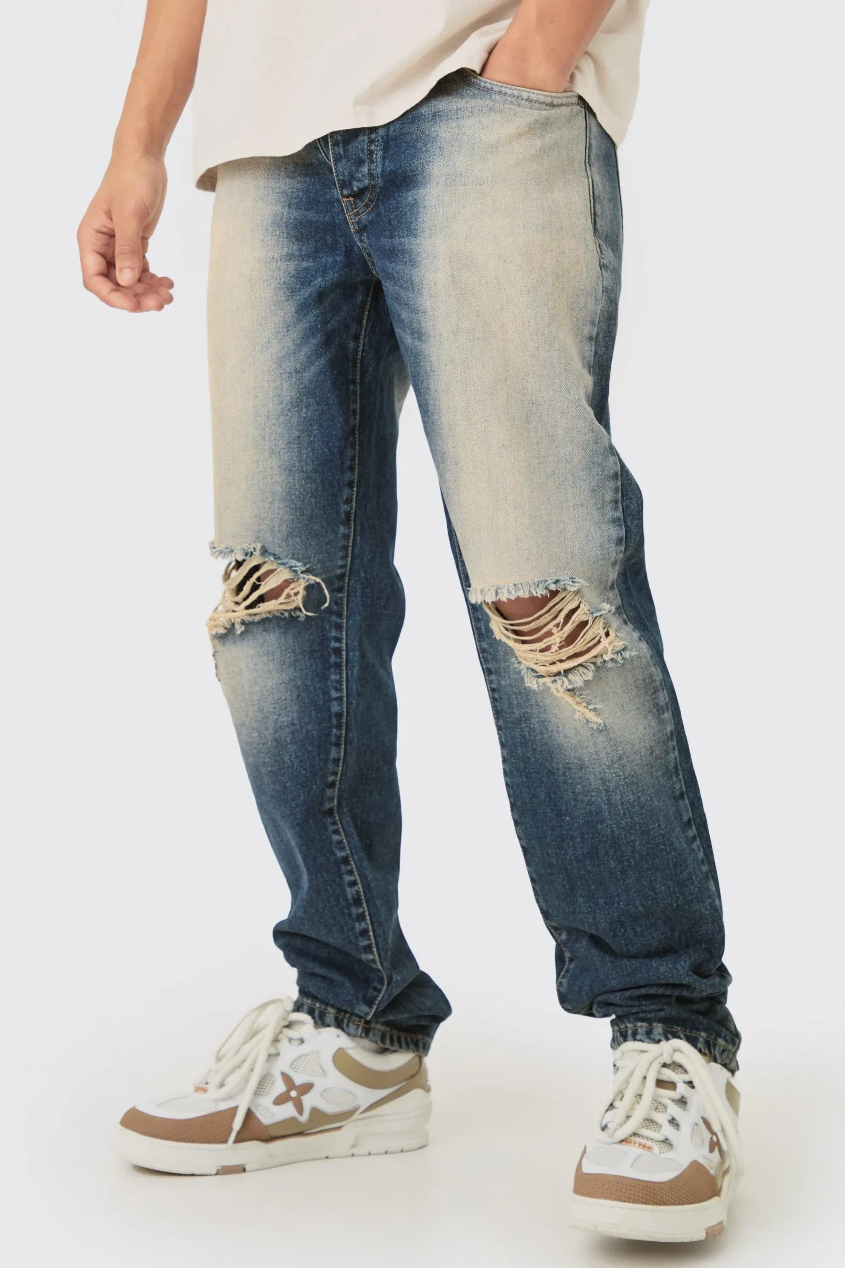 boohooMAN Straight Rigid Washed Ripped Knee Jeans | UK| Trousers|Jeans
