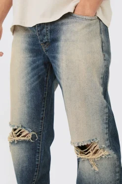 boohooMAN Straight Rigid Washed Ripped Knee Jeans | UK| Trousers|Jeans