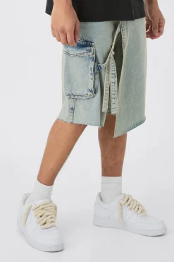 boohooMAN Strap Overlayed Denim Cargo Jorts In | UK| Shorts