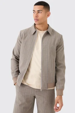 boohooMAN Stretch Textured Check Smart Bomber Jacket | UK| Suits & Tailoring
