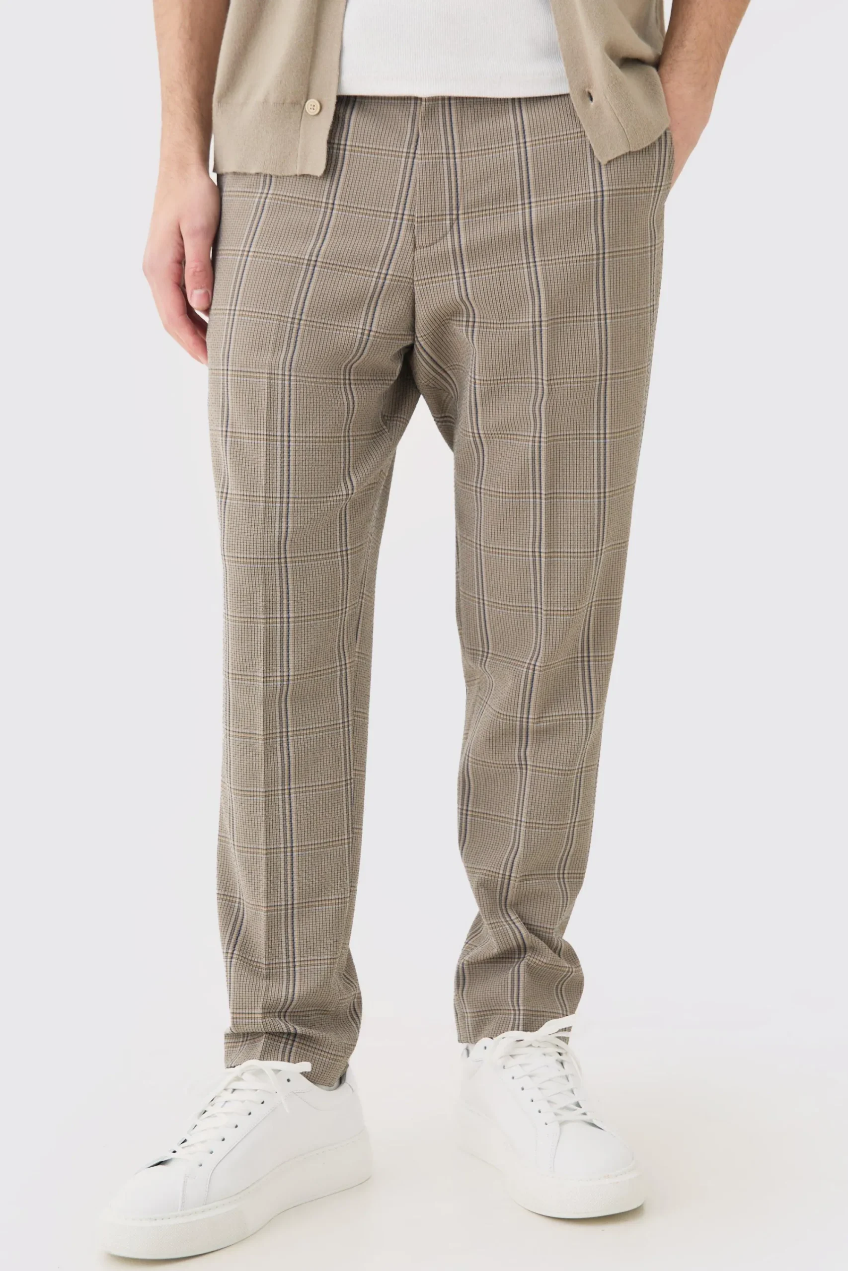 boohooMAN Stretch Textured Check Smart Suit Set | UK| Suits & Tailoring|Sets & Co-Ords
