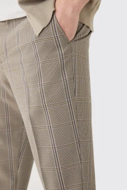 boohooMAN Stretch Textured Check Tailored Trousers | UK| Suits & Tailoring|Trousers
