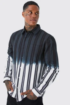 boohooMAN Striped Ombre Twill Overshirt | UK| Shirts