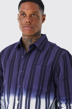 boohooMAN Striped Ombre Twill Overshirt | UK| Shirts