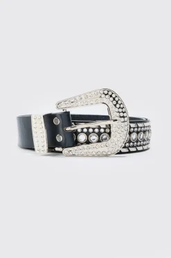 boohooMAN Studded Western Belt In | UK| Belts