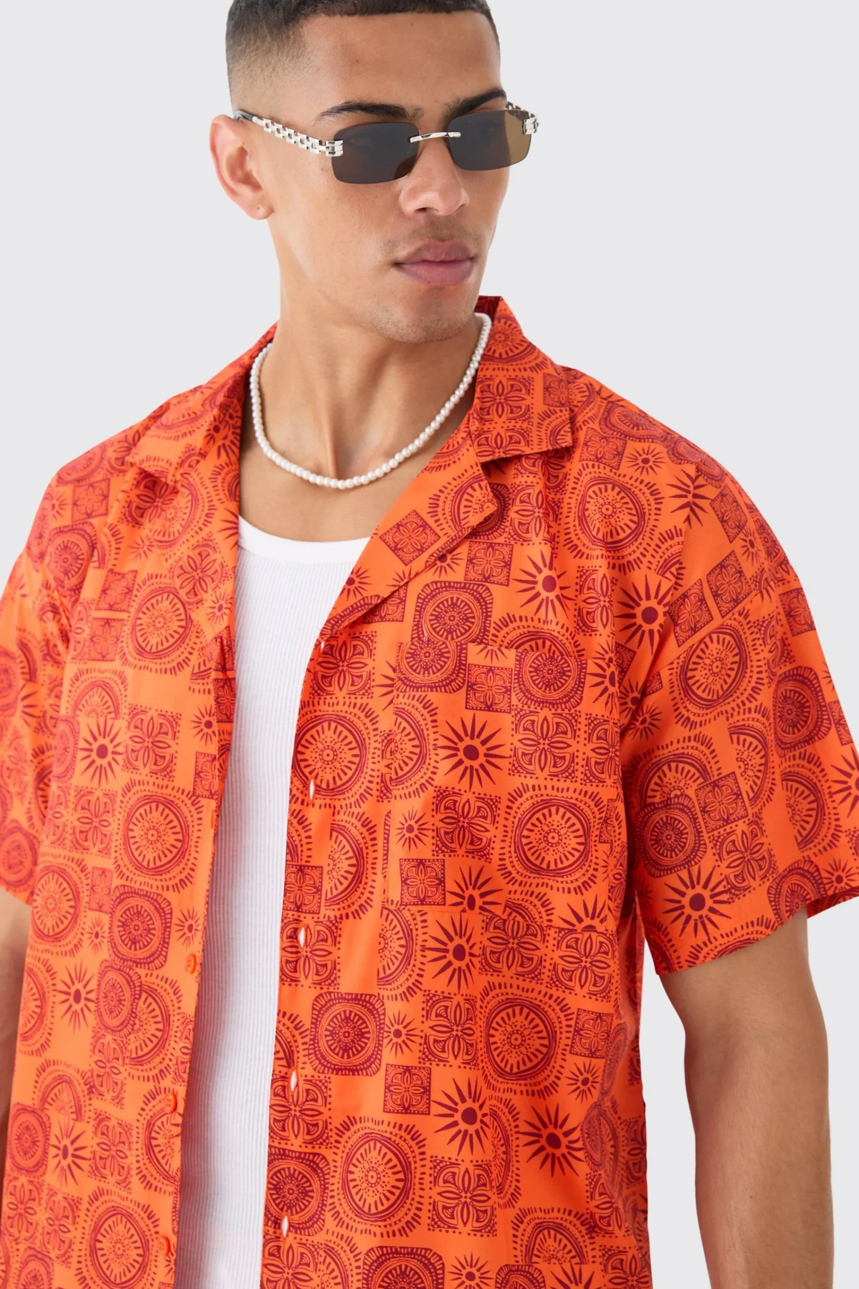 boohooMAN Sun Tile Shirt & Swim Short Set | UK| Sets & Co-Ords