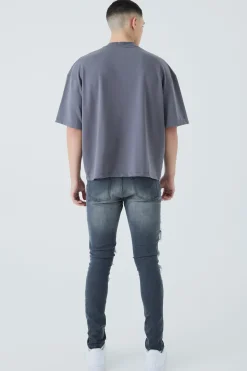 boohooMAN Super Skinny Biker Rip & Repair Paint Splatter Jeans | UK| Trousers|Jeans