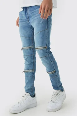 boohooMAN Super Skinny Biker Zip Detail Jeans | UK| Trousers|Jeans