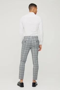 boohooMAN Super Skinny Check Crop Trouser | UK| Suits & Tailoring|Trousers