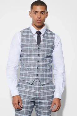 boohooMAN Super Skinny Check Waistcoat | UK| Suits & Tailoring